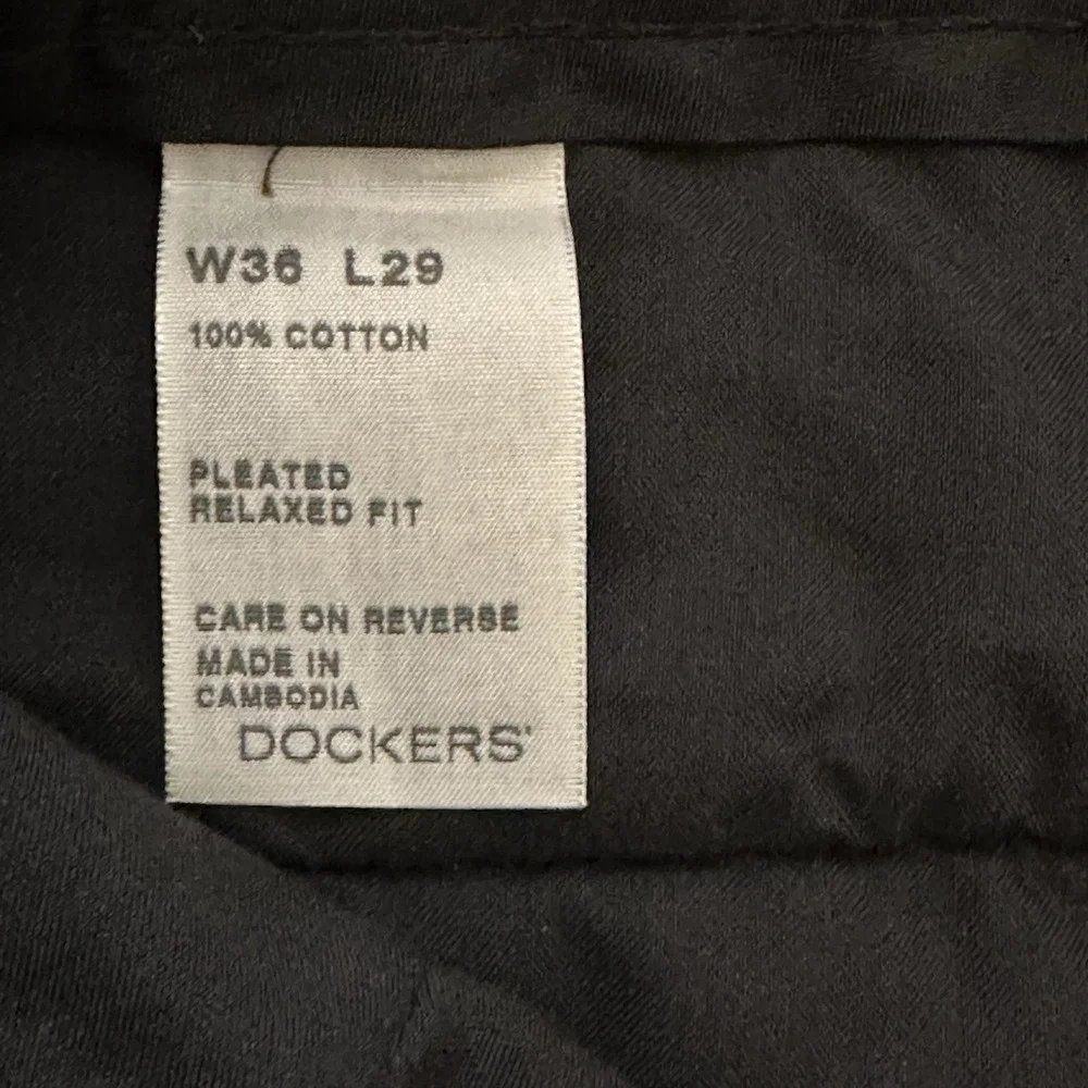 Y2K Dockers Corduroy Pants Mens 36x29 Brown Relaxed Fit Pleated Wide Wale Cuffed
